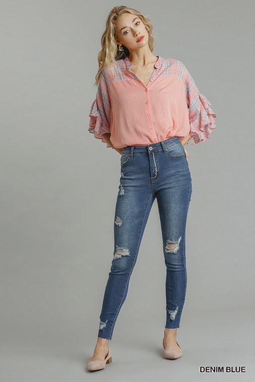 Umgee Distressed Skinny Jeans with Pockets